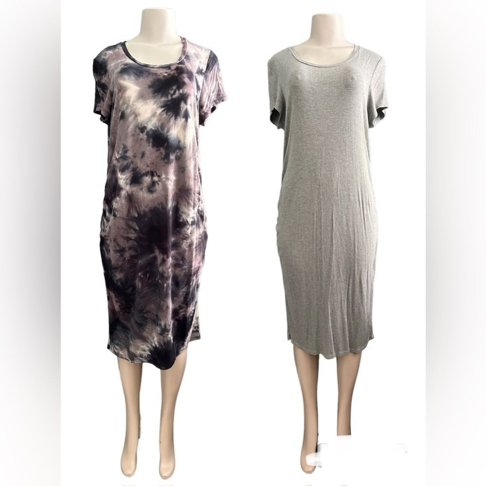 Time and Tru Maternity Stretchy Long Gray Midi Dresses Size Large 12-14